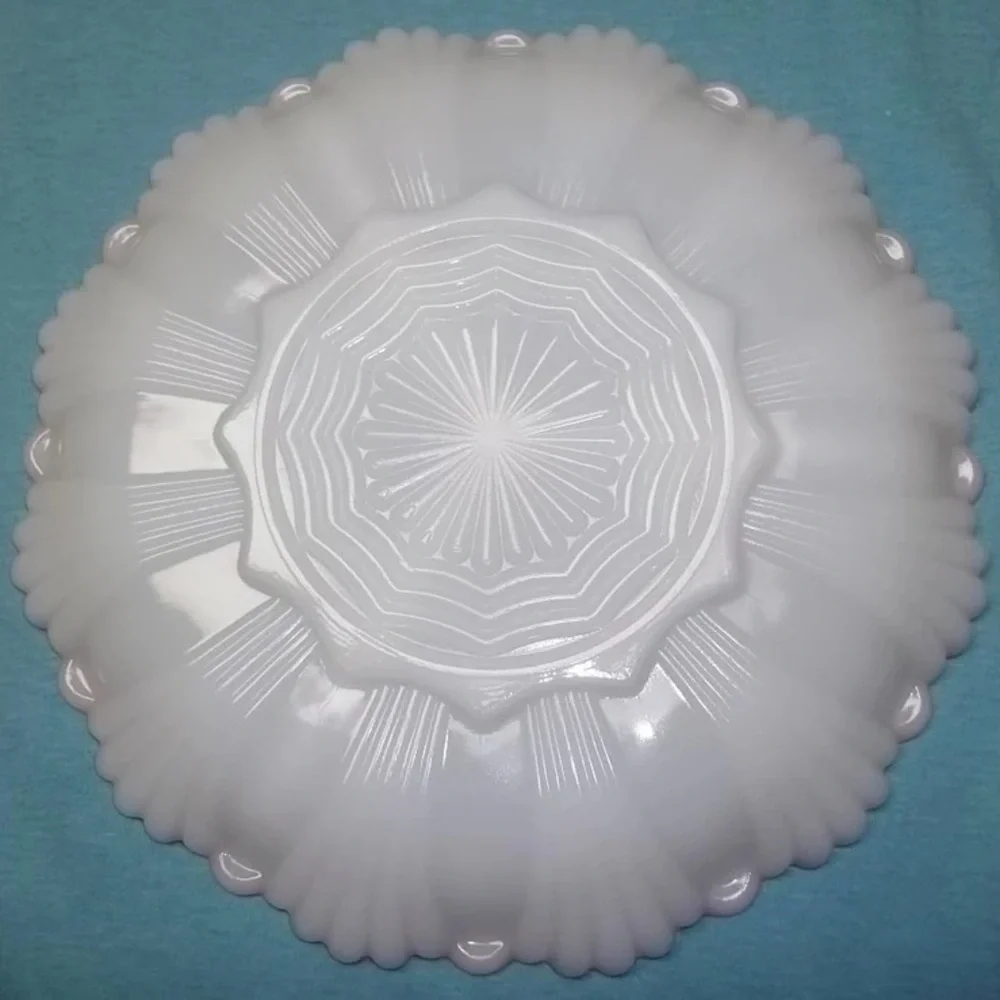 Vintage Antique Divided Serving Dish Holiday Depression Milk Glass White Gold